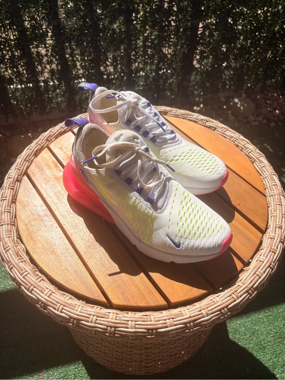 Nike Women's White Neon Yellow Pink Athletic Shoes